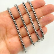 Oxidized Sterling Silver Smooth Box Chains